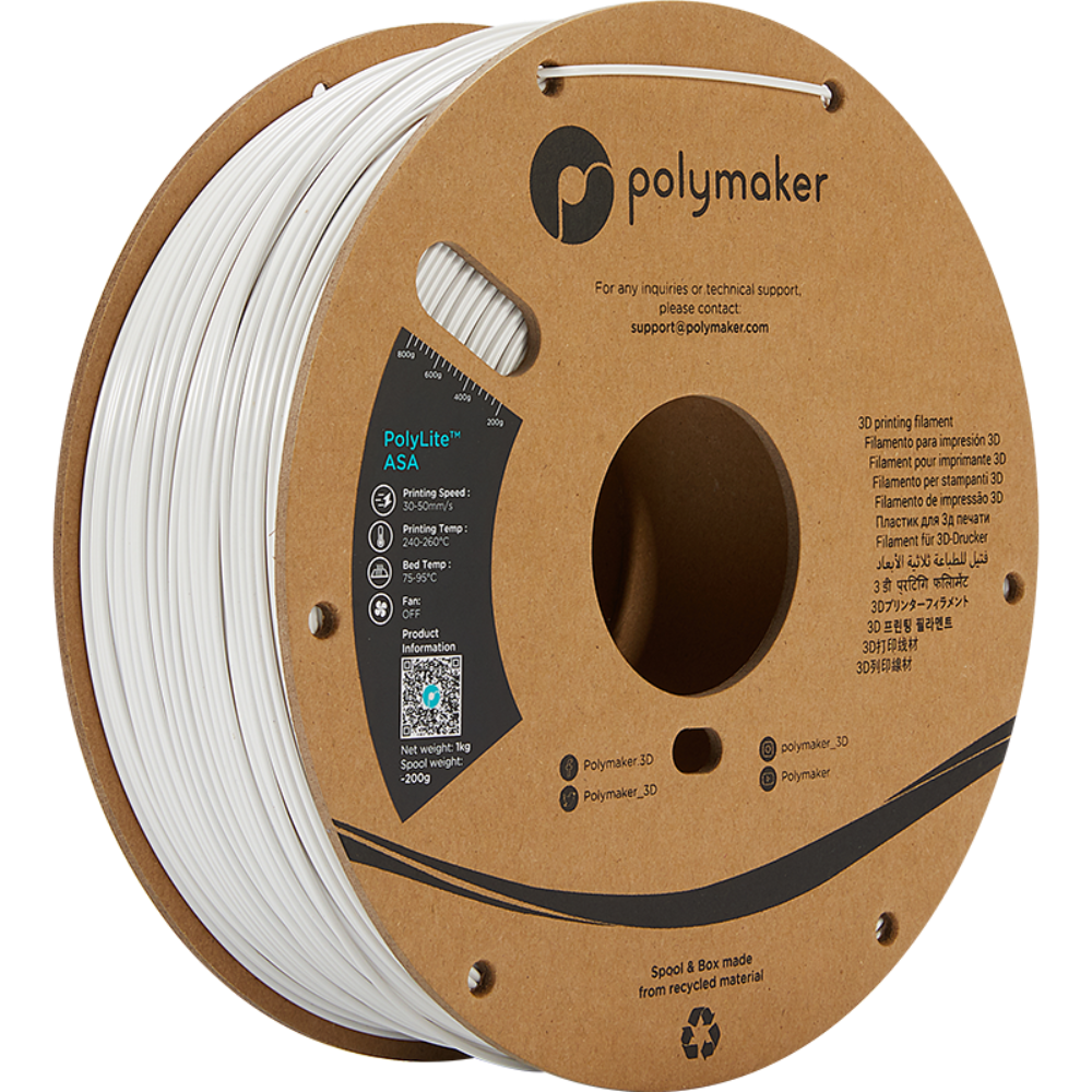 Filament Polymaker PolyLite ASA (1.75mm, 1000g) Blanc