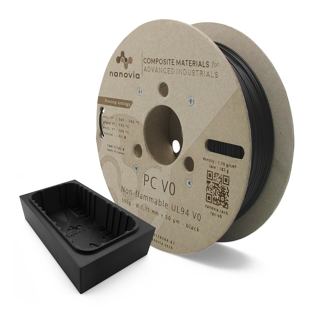 Filament Nanovia PC V0 0.5kg 1.75mm Noir