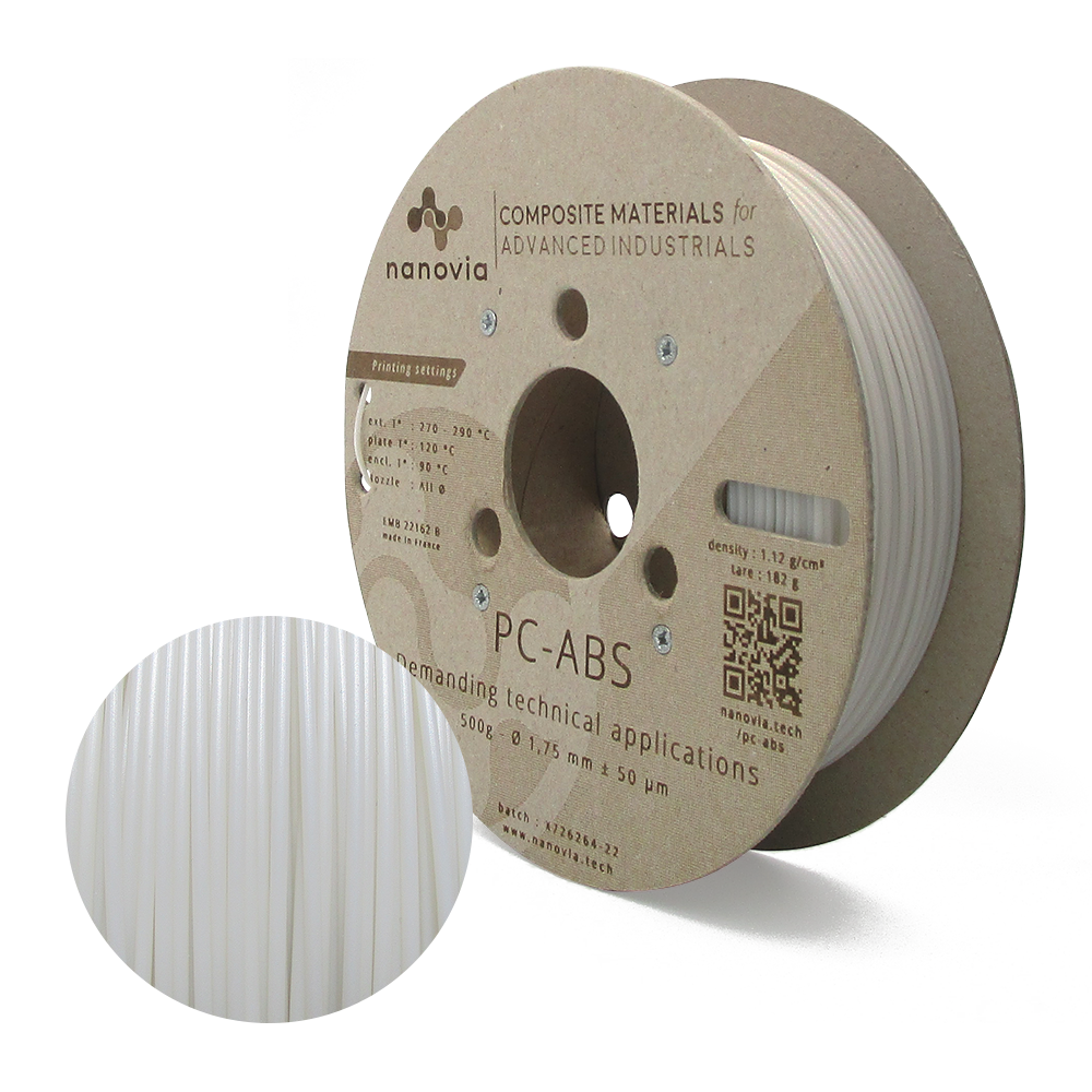 Filament Nanovia PC-ABS 0.5kg 1.75mm Blanc