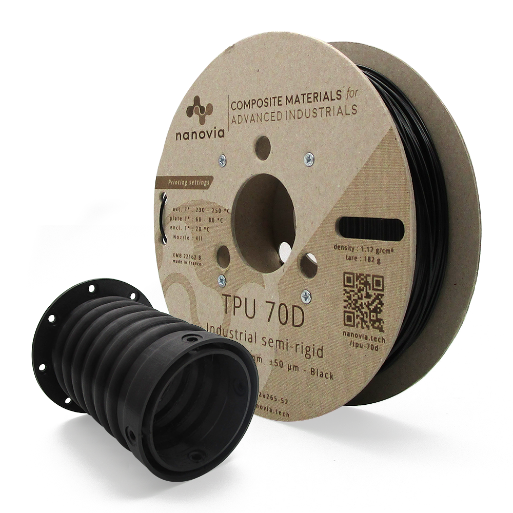 [DKU009542] Filament Nanovia TPU 70D 0.5kg 1.75mm Noir